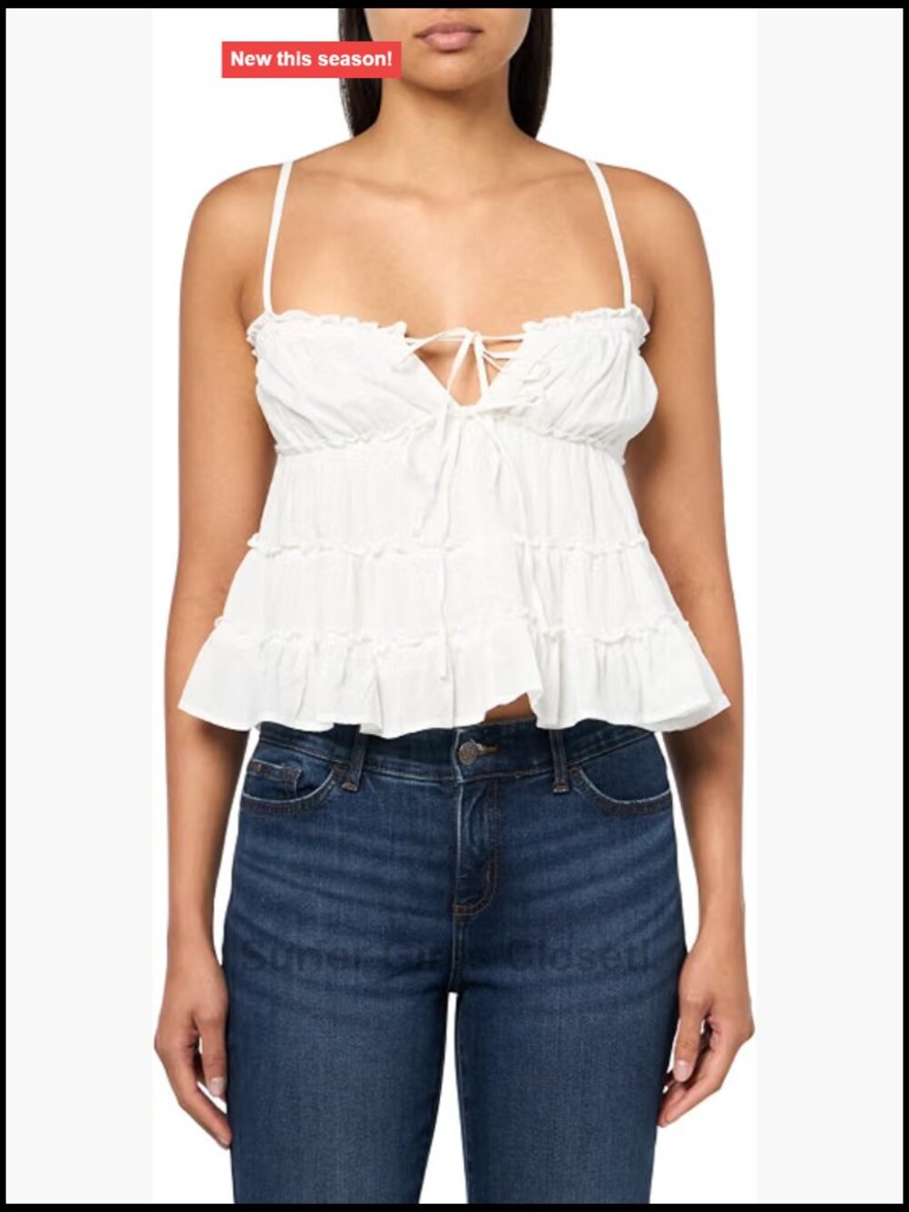 Aeropostale Women's Ruffle Tunnel Cami Lined Ivory